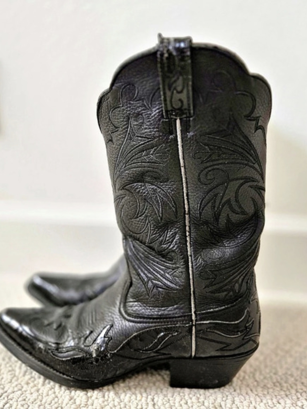 Ariat Heritage Western J Toe Wingtip Boots Black 8B Needs TLC